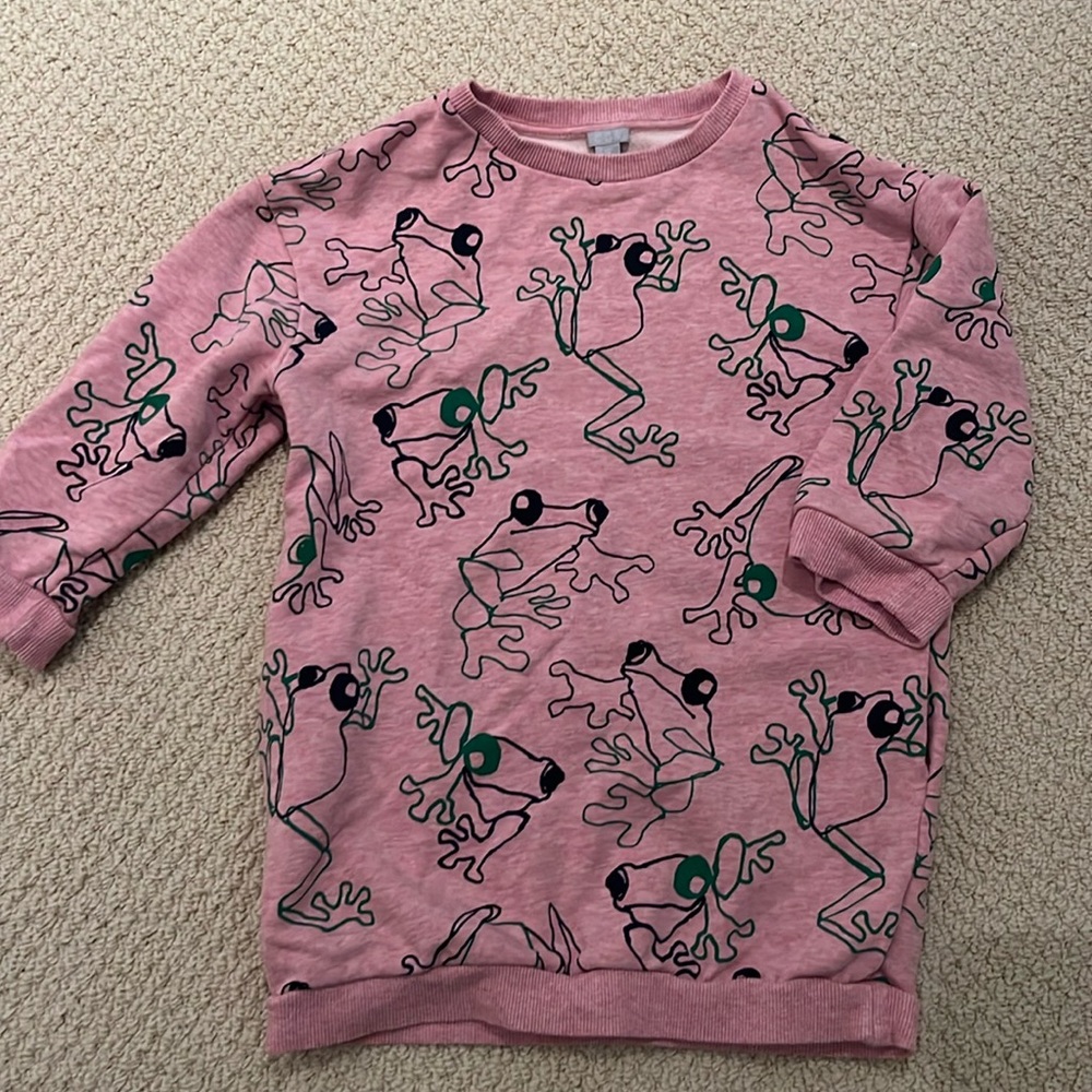 COS kids sweatshirt dress with fun frog print. Age 6-8 yrs